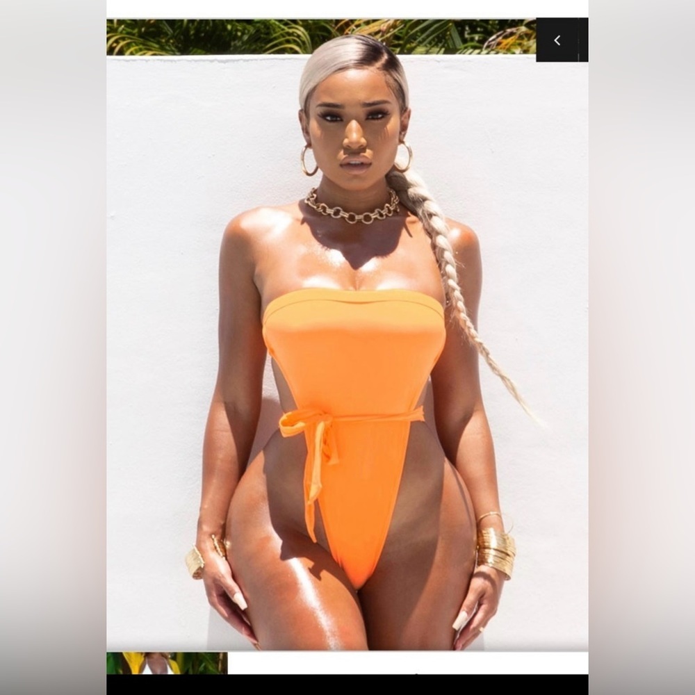 One Piece Neon Orange Swimsuit Size XL NWT